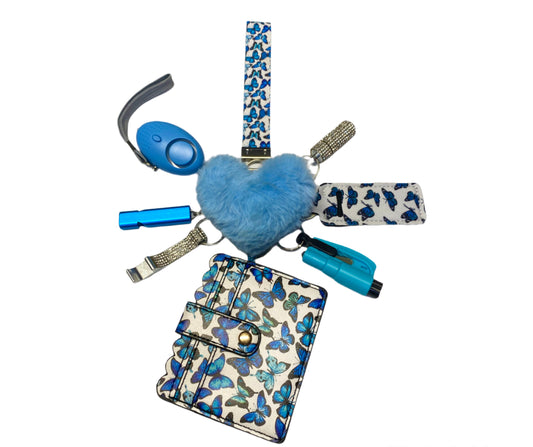 "Blue Butterfly" Safety and Accessory Keychain Set