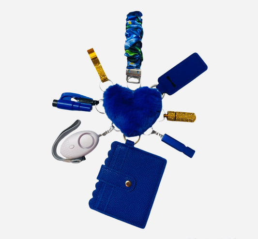 "Blue Blossom" Safety and Accessory Keychain Set