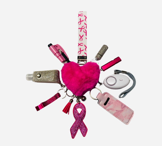 "Breast Cancer Awareness" Safety and Accessory Keychain Set