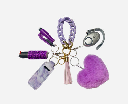 "Candy Link Purple Color" Safety and Accessory Keychain Set
