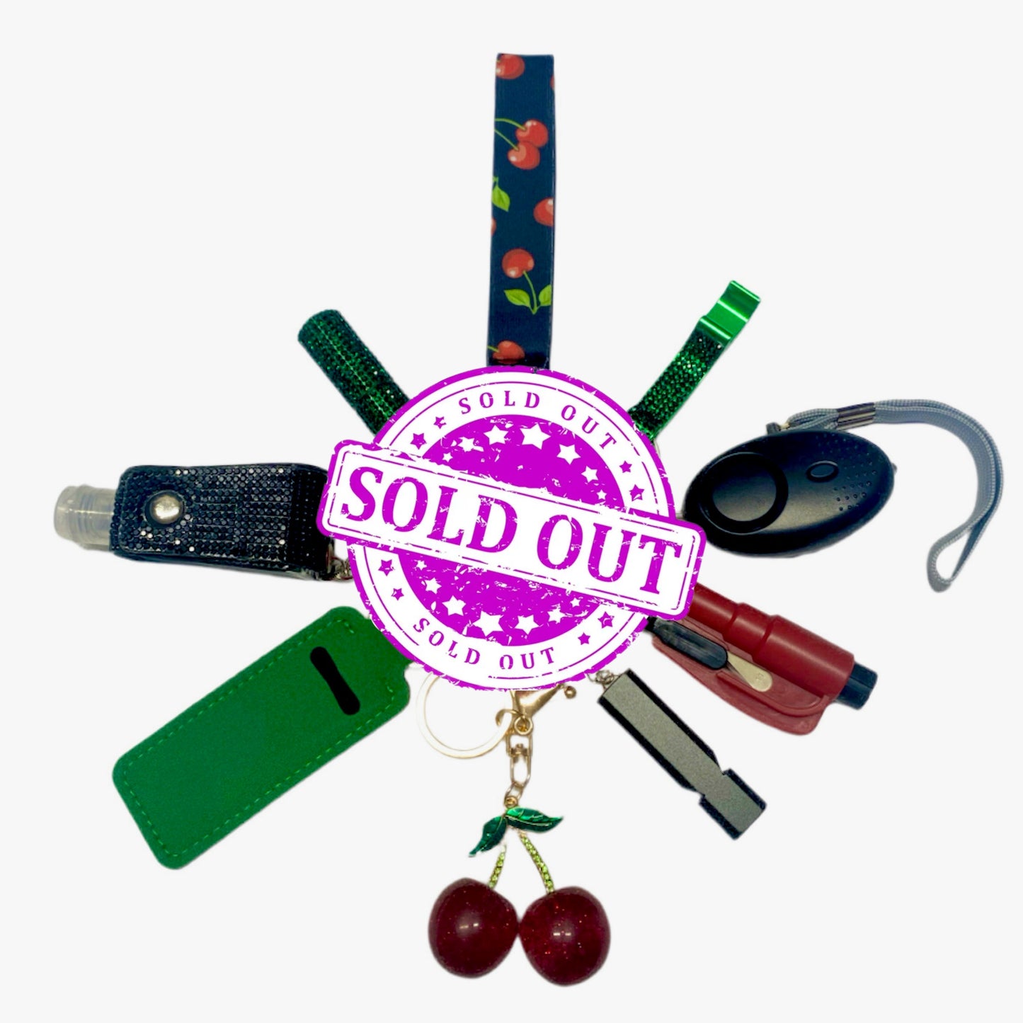 "Cherry-Licious" Safety and Accessory Keychain Set