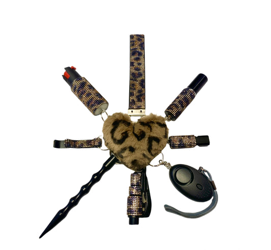 Leopard Bling Self Defense Keychain Set & Accessories