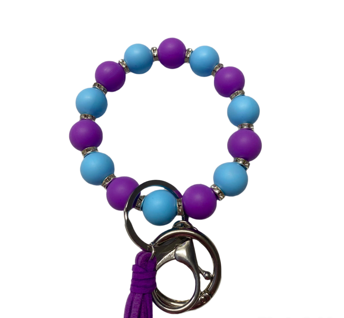 Purple and Teal Silicone Bead Safety and Accessory Keychain Set