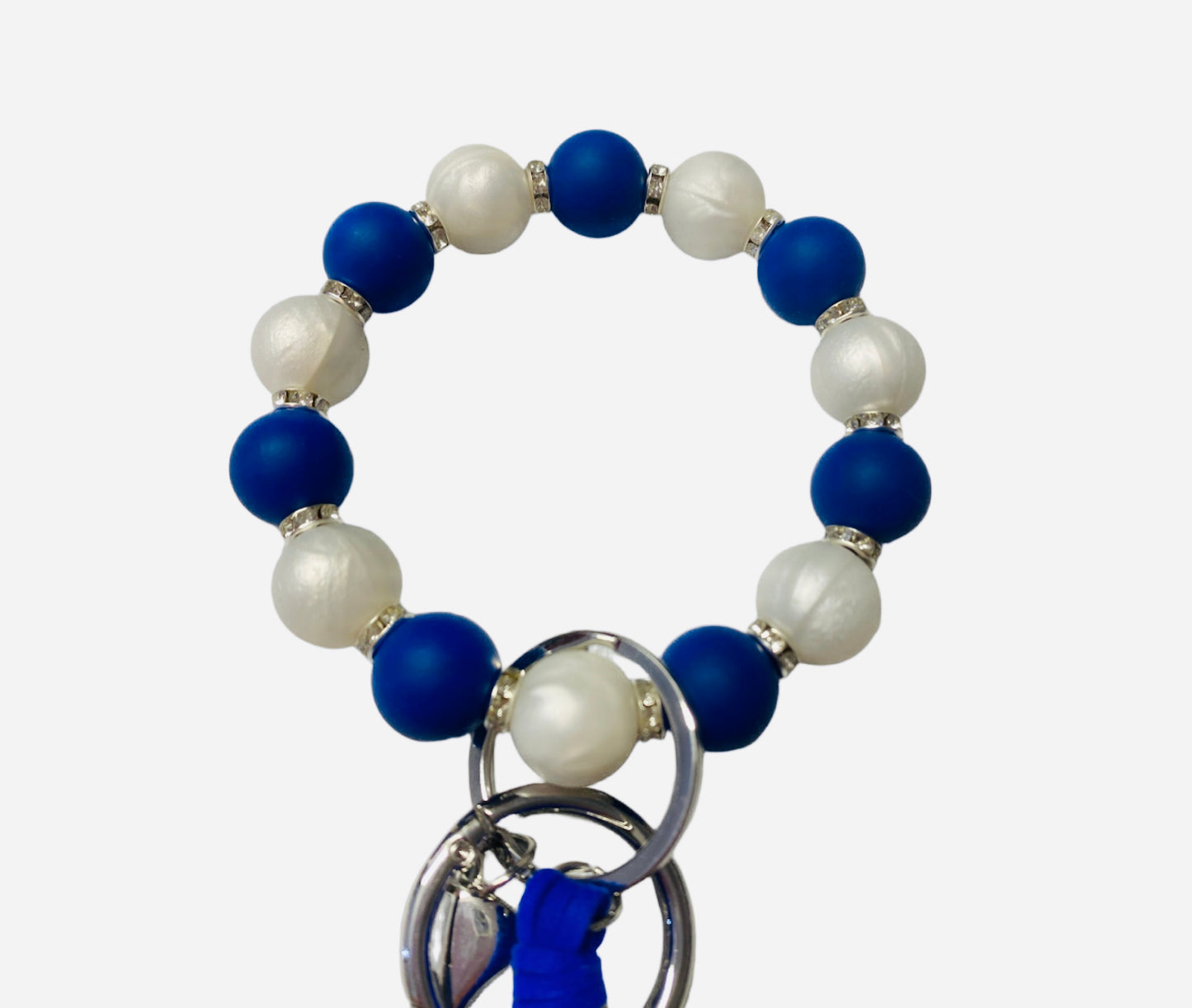 Dark Blue Silicone Bead Safety and Accessory Keychain Set