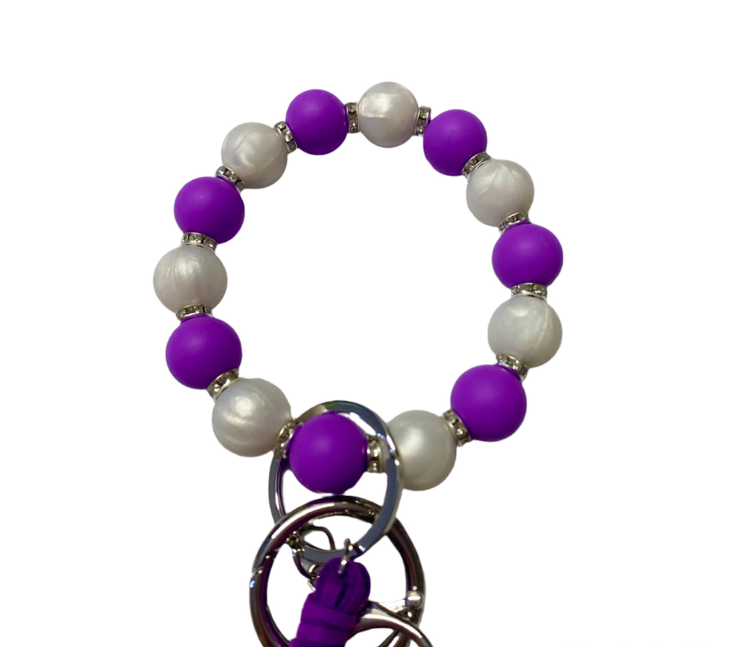 Purple Silicone Bead Safety and Accessory Keychain Set