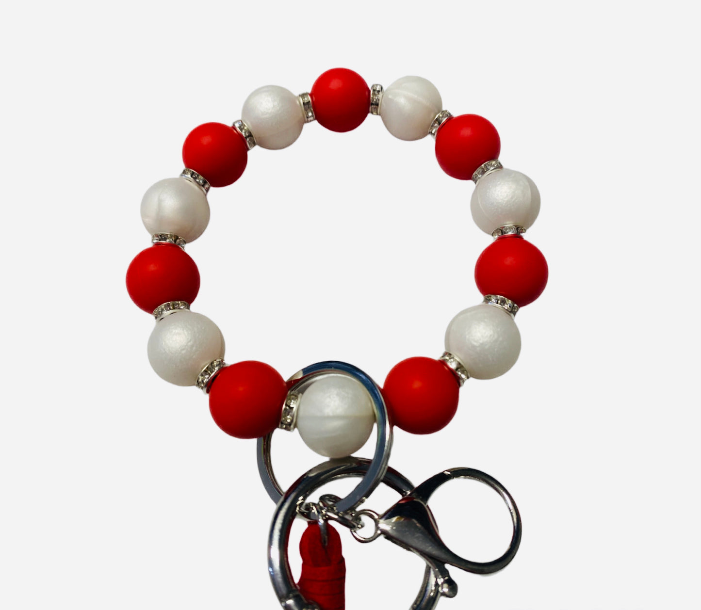 Red Silicone Bead Safety and Accessory Keychain Set