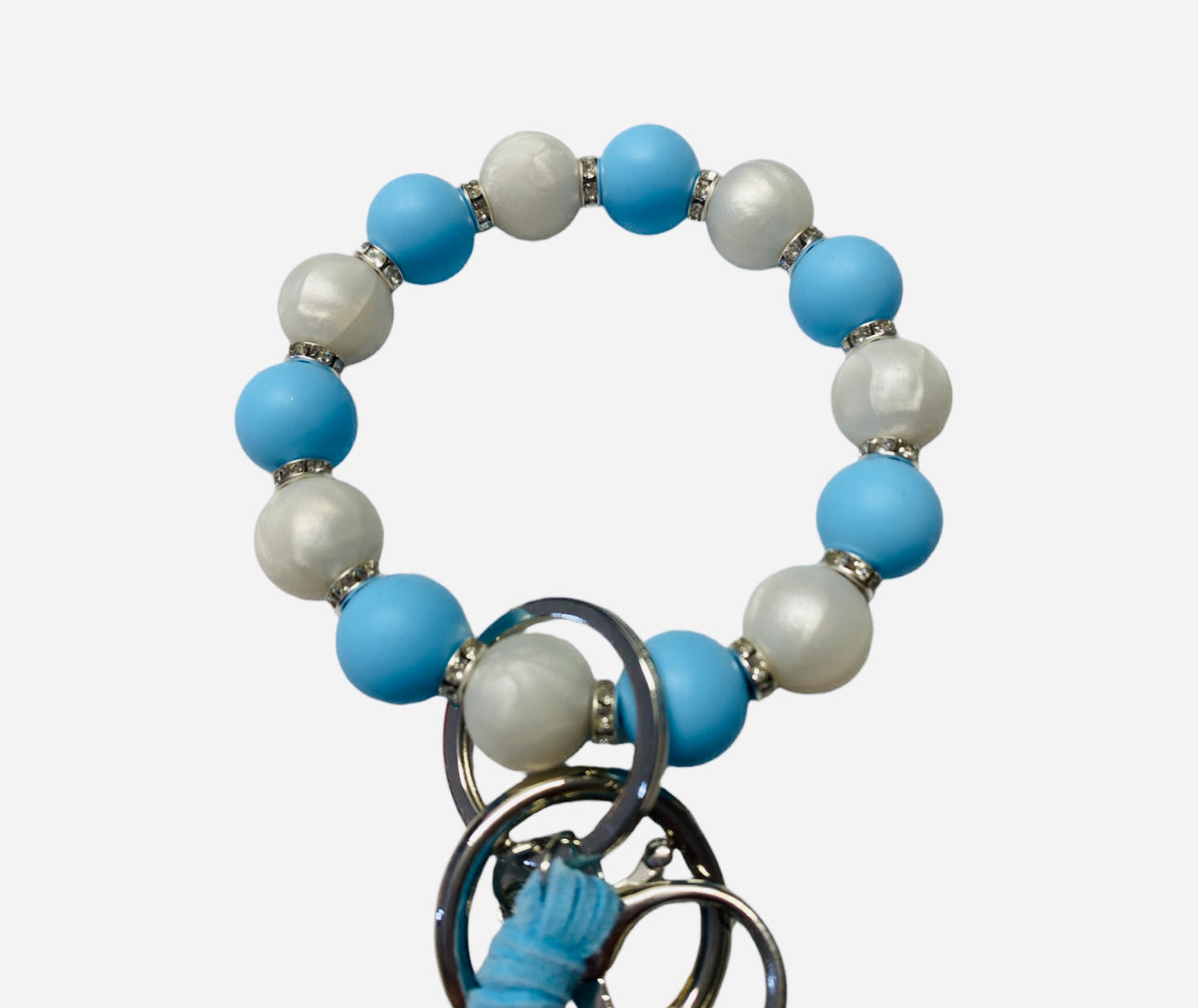 Blue Silicone Bead Safety and Accessory Keychain Set