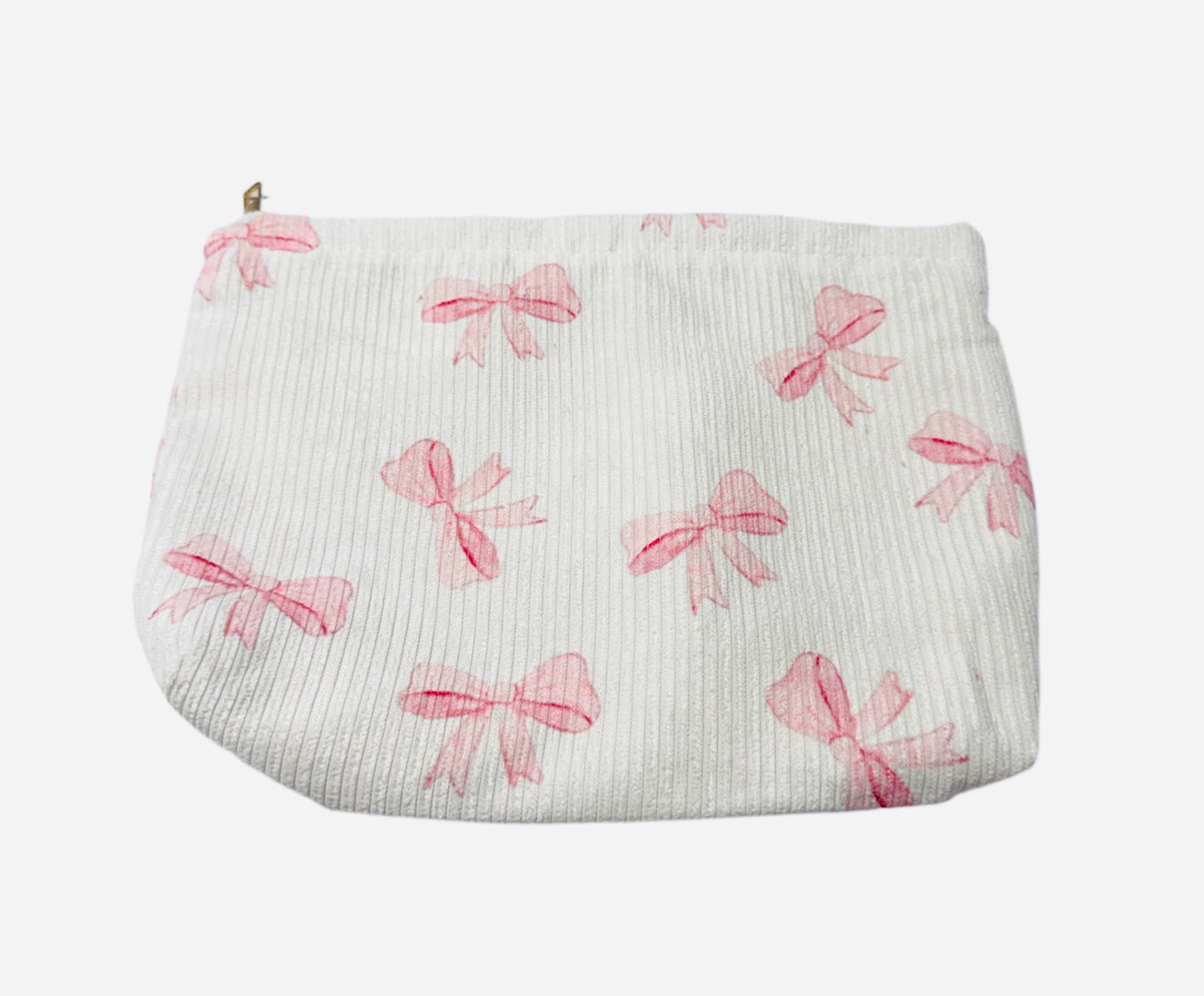 Pink Bow Corduroy Zipper Bag