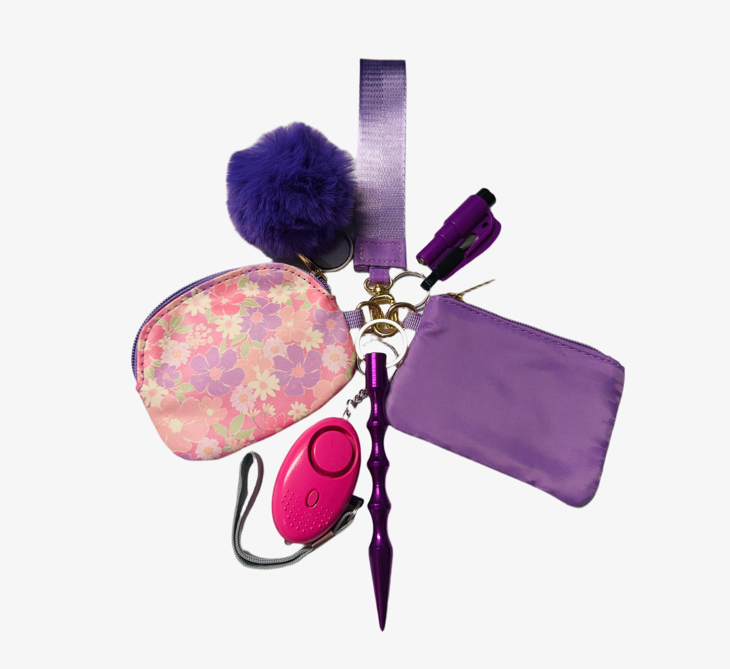 "Purple Mini Wallets" Safety and Accessory Keychain Set
