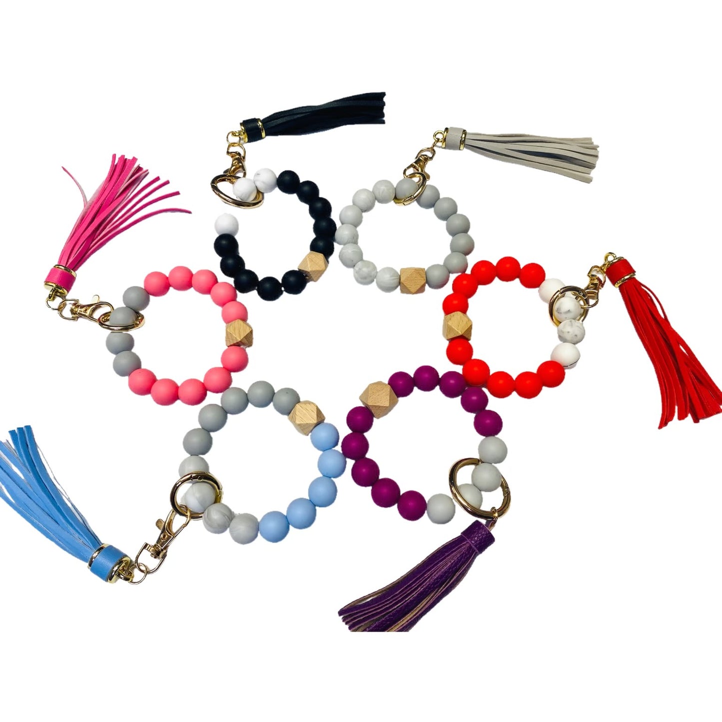 Create Your Own Silicone Bead Safety & Accessory Keychain Set Color Mixture!