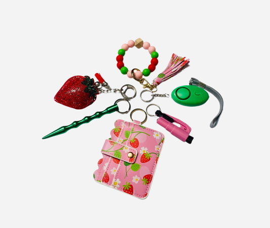 "Strawberry" Safety and Accessory Keychain Set