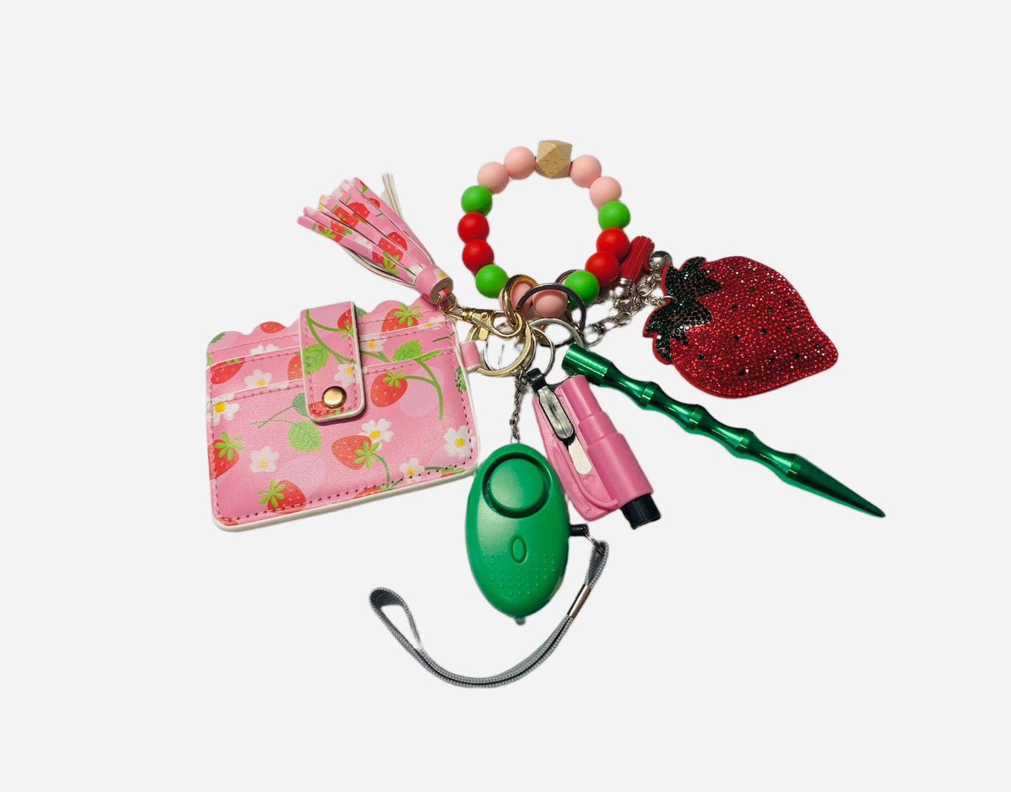 "Strawberry" Safety and Accessory Keychain Set