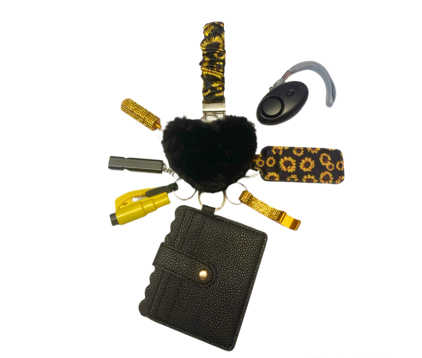 "Sunflower" Scrunchie Wristlet Keychain Set
