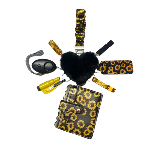 "Sunflower" Scrunchie Wristlet Keychain Set