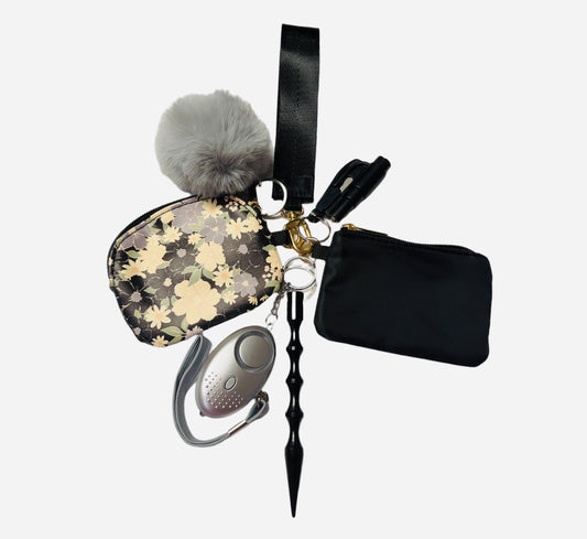 "Black Mini Wallets" Safety and Accessory Keychain Set