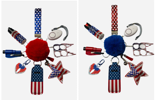 "Stars and Stripes Blue" Safety and Accessory Keychain Set