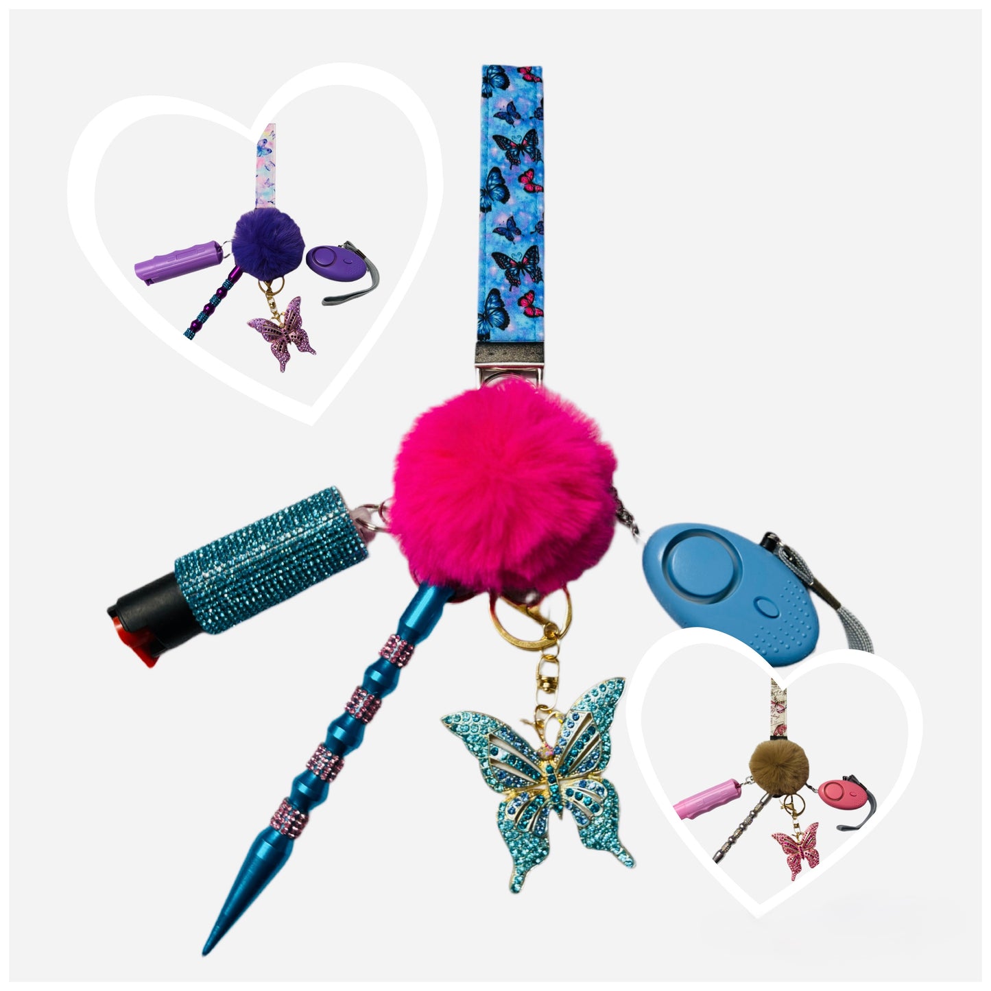 "Butterfly" Safety and Accessory Keychain Sets