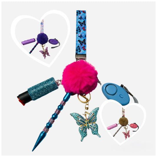 "Butterfly" Safety and Accessory Keychain Sets