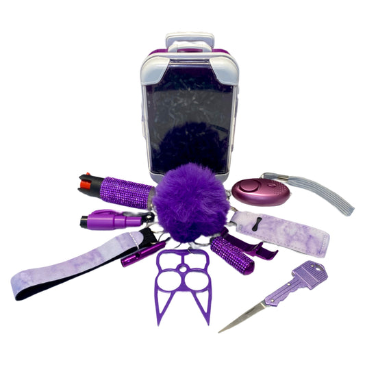 Purple 12 Piece Self Defense Keychain Set & Accessories