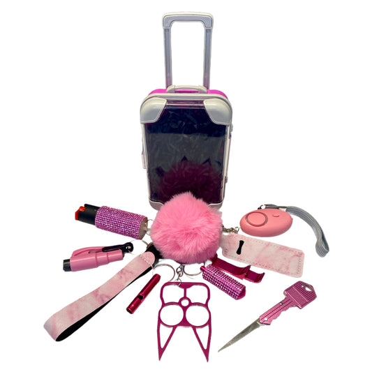 Pink 12 Piece Self Defense Keychain Set & Accessories