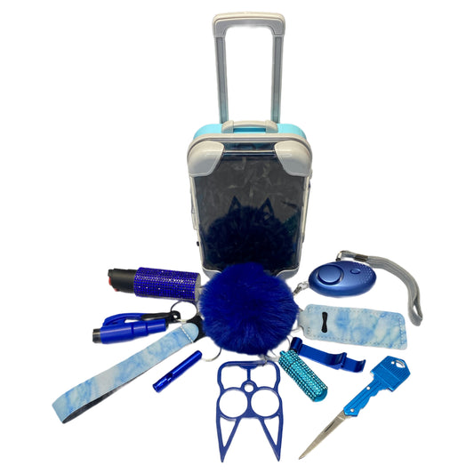 Blue 12 Piece Self Defense Keychain Set & Accessories