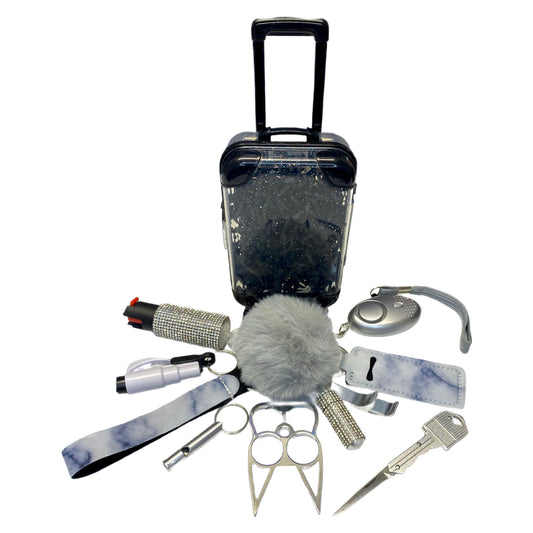 Silver 12 Piece Self Defense Keychain Set & Accessories