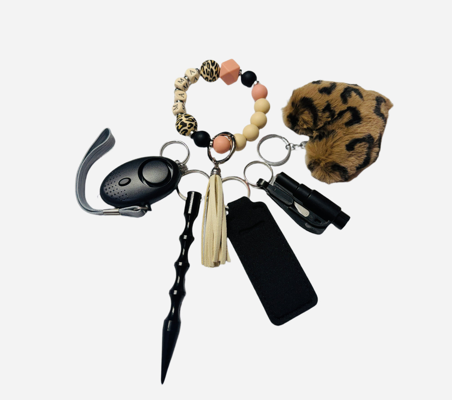 Mama Silicone Bead Self Defense Keychain Set & Accessories