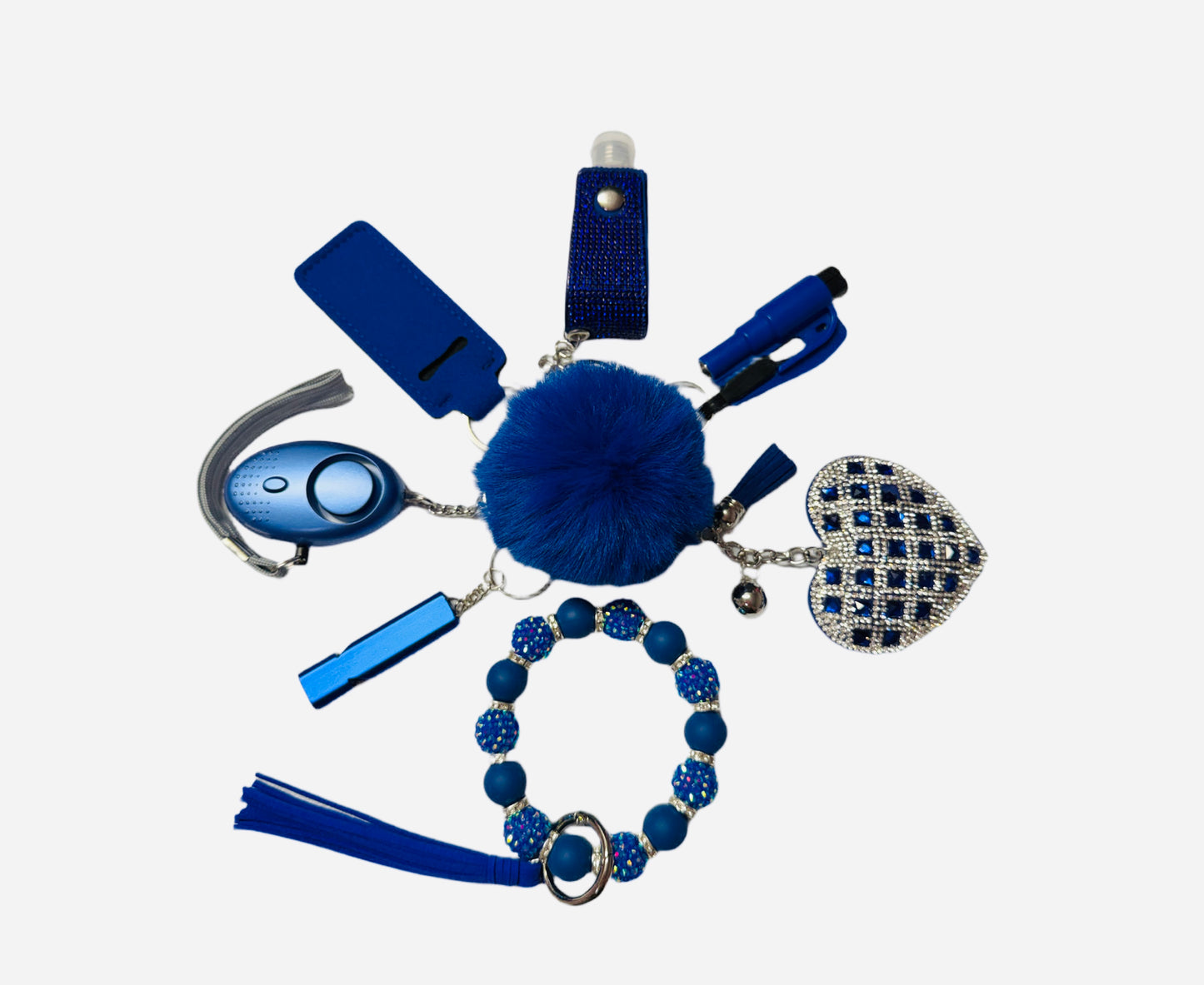 Dark Blue Silicone Bead Safety and Accessory Keychain Set