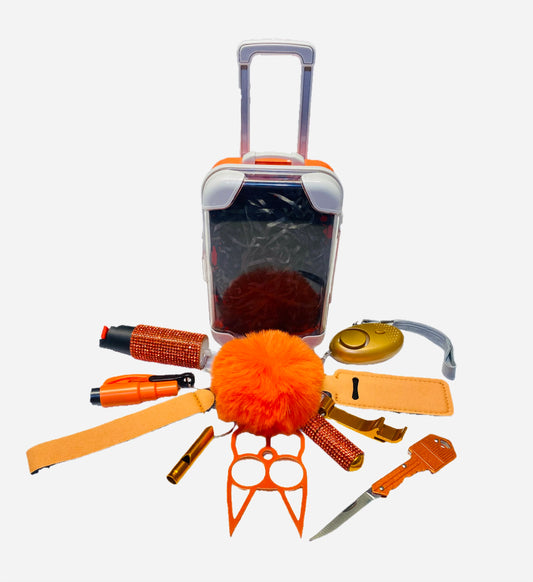 Orange & Gold Mixture 12 Piece Self Defense Keychain Set & Accessories