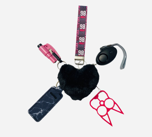 Pink & Black 86 Stylish Mini Keychain Set