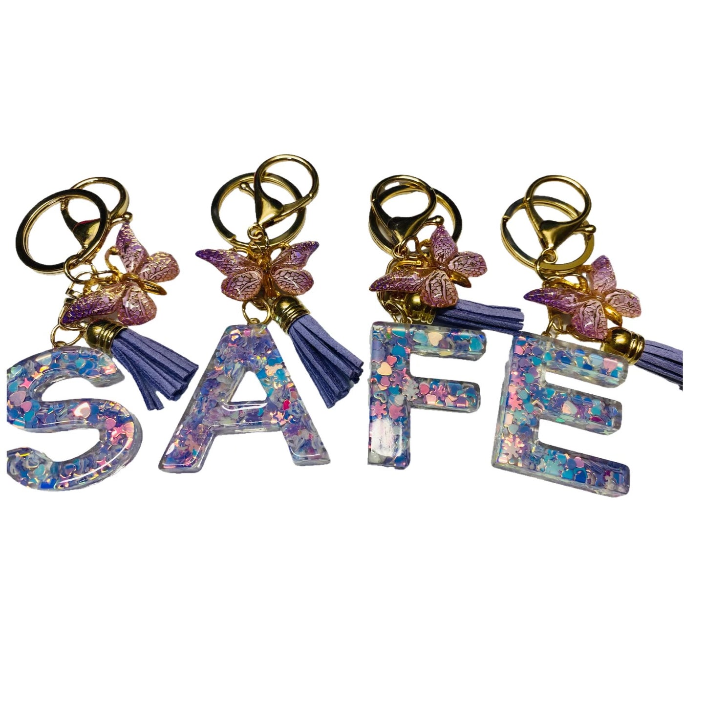 Add a Beautiful Purple and Pink Letter to Personalize your Keychain Sets!