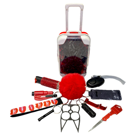 Red and Black Mixture 12 Piece Self Defense Keychain Set & Accessories