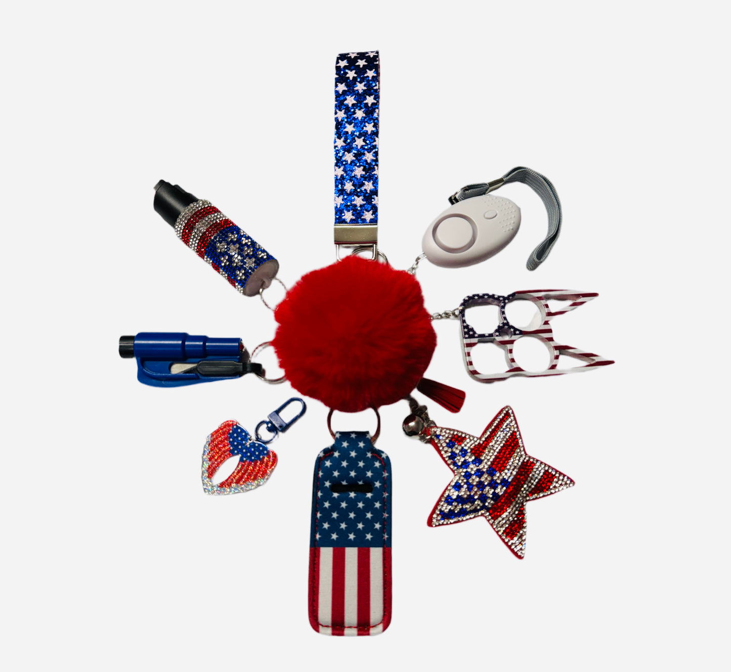 "Stars and Stripes Blue" Safety and Accessory Keychain Set