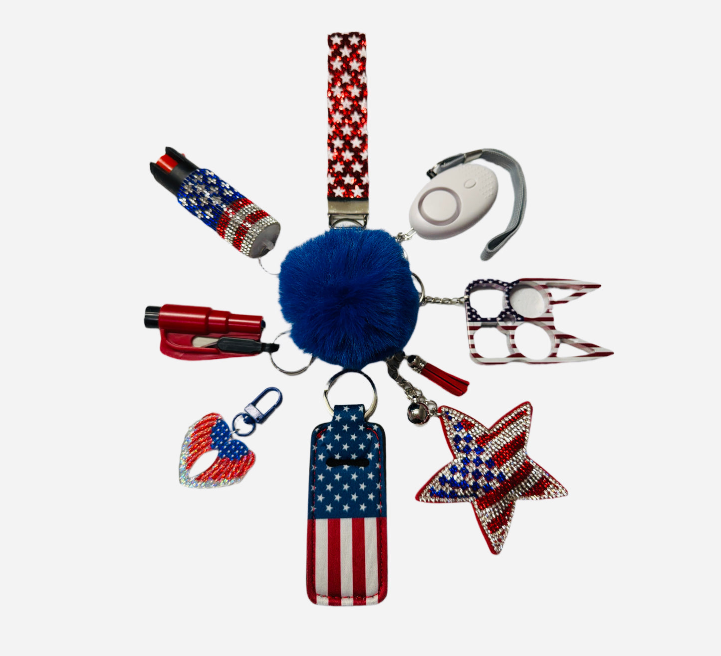 "Stars and Stripes Blue" Safety and Accessory Keychain Set