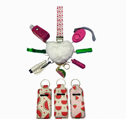 "Watermelon" Safety and Accessory Keychain Set